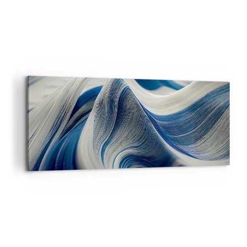 Obraz na plátne - Plynulosť modrej a bielej - 100x40 cm