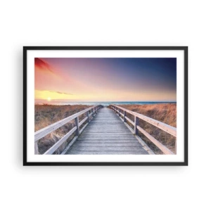 Plagát v čiernom ráme - Baltská večerná polárna žiara - 70x50 cm