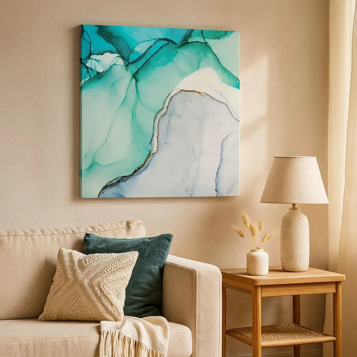 Obraz na plátne - Štúdia v tyrkysovej - 30x30 cm