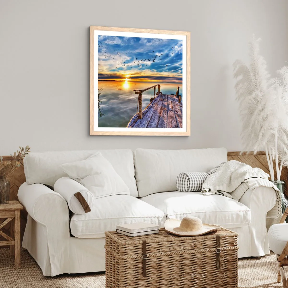 Plagát v ráme zo svetlého duba - Vietor ide odpočívať - 50x50 cm