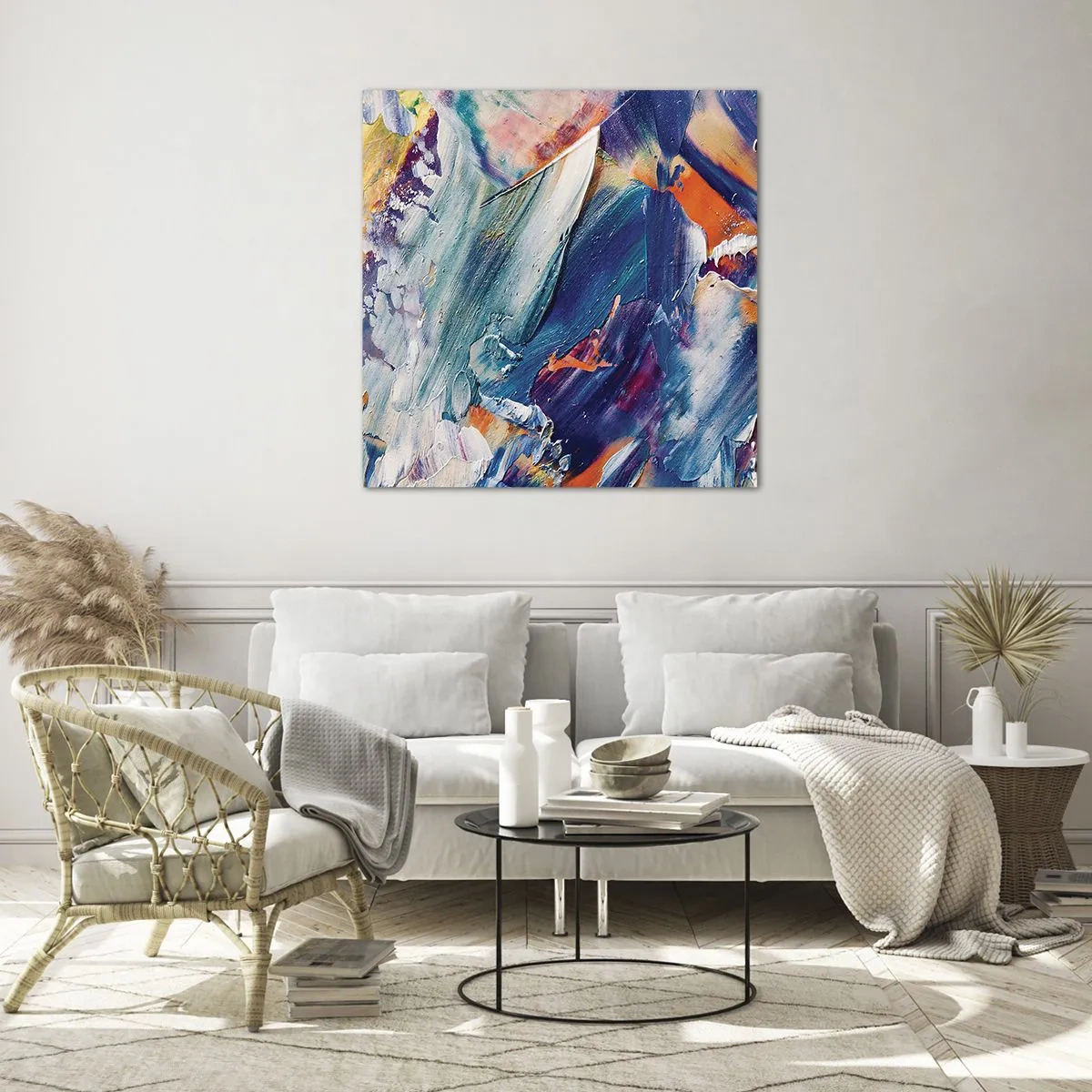 Obraz na skle - Chaos farieb - 60x60 cm