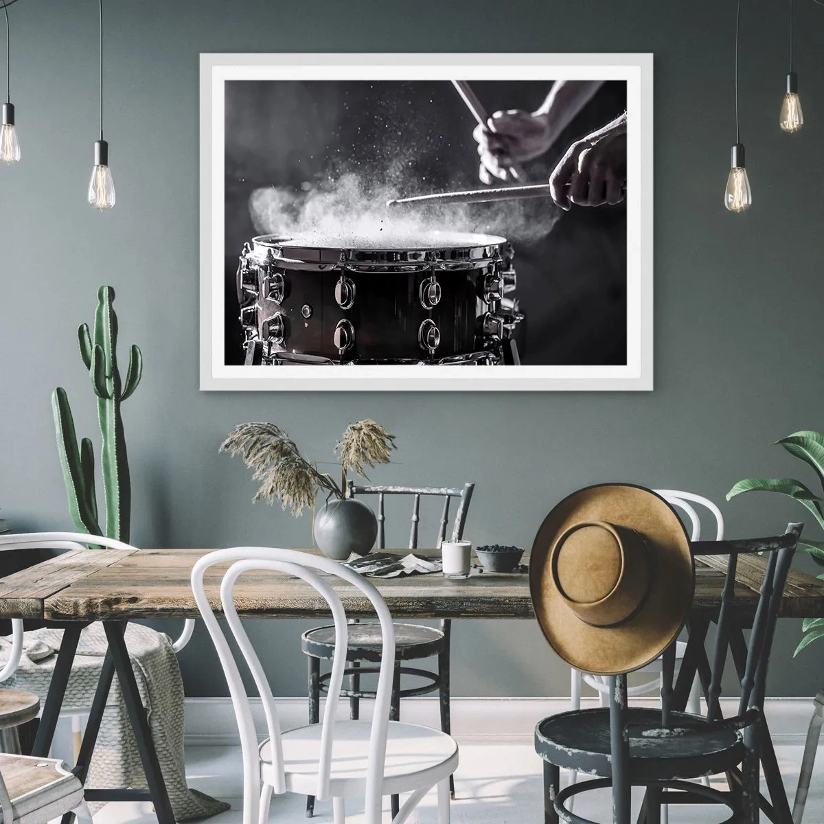 Plagát v bielom ráme - Pulz hudby - 40x30 cm