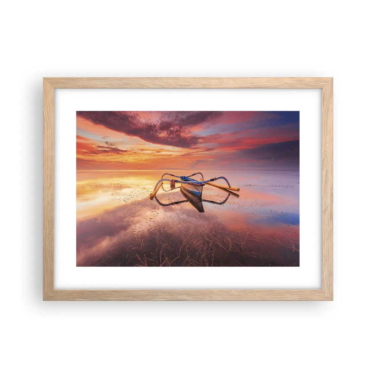 Plagát v ráme zo svetlého duba - Pokoj tropického večera - 40x30 cm