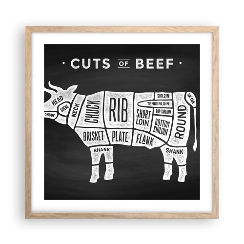 Plagát v ráme zo svetlého duba - Šlabikár mäsiara - 50x50 cm