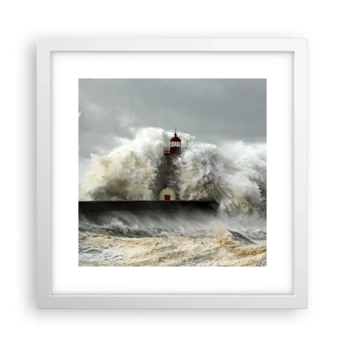Plagát v bielom ráme - Hnev oceánu - 30x30 cm