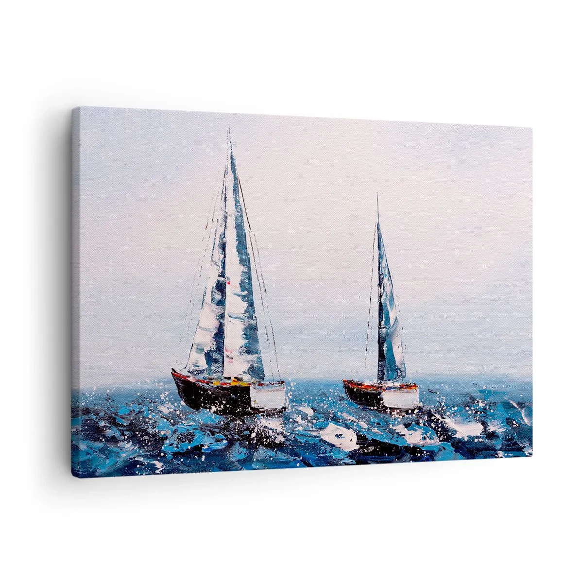 Obraz na plátne - Plachetnice na rozbúrenom mori v maliarskej kompozícii - 70x50cm - Bratstvo vetra - Moderná nástenná dekorácia do obývacej izby a spálne ARTTOR