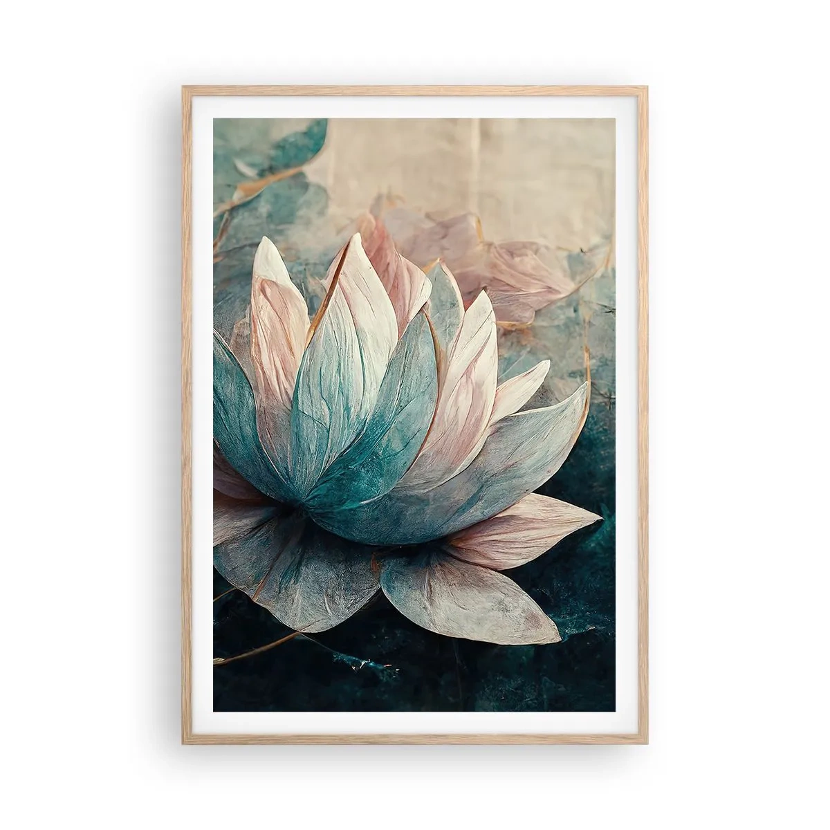 Plagát v ráme zo svetlého duba - Hviezdy a jazero - 70x100 cm