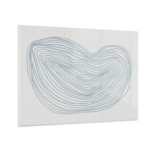 Obraz na skle - Jemné modré línie vytvárajú organický, plynulý tvar - 70x50cm - Úsmev kvapky - Moderná nástenná dekorácia do obývacej izby a spálne ARTTOR