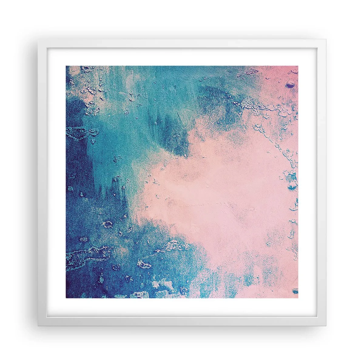 Plagát v bielom ráme - Modré objatie - 50x50 cm