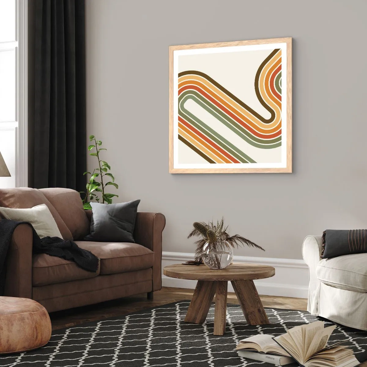 Plagát v ráme zo svetlého duba - Kľučkovanie do cieľa - 50x50 cm