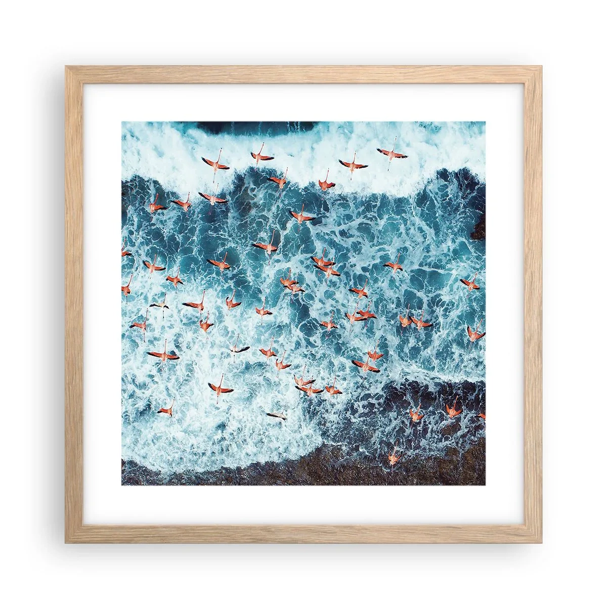 Plagát v ráme zo svetlého duba - Prímorský sprievod - 40x40 cm