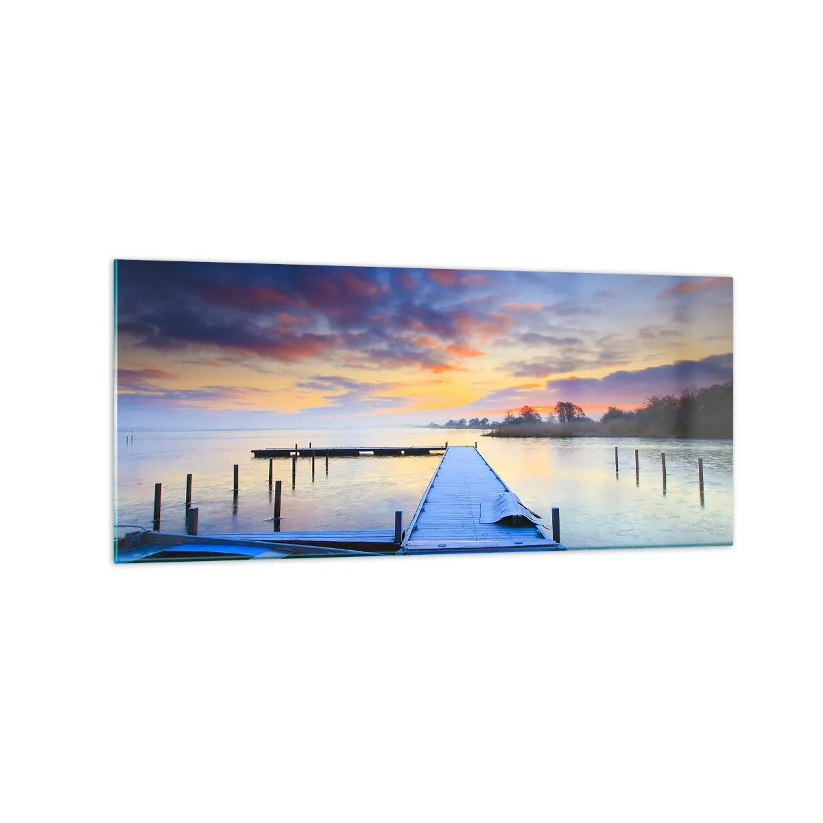 Obraz na skle - Fialovo-zlatý pokoj - 120x50 cm