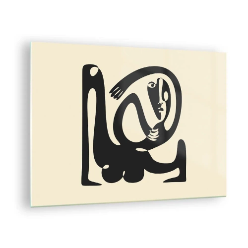 Obraz na skle - Abstraktný portrét v štýle pripomínajúcom Picassa - 70x50cm - Skoro Picasso - Moderná nástenná dekorácia do obývacej izby a spálne ARTTOR