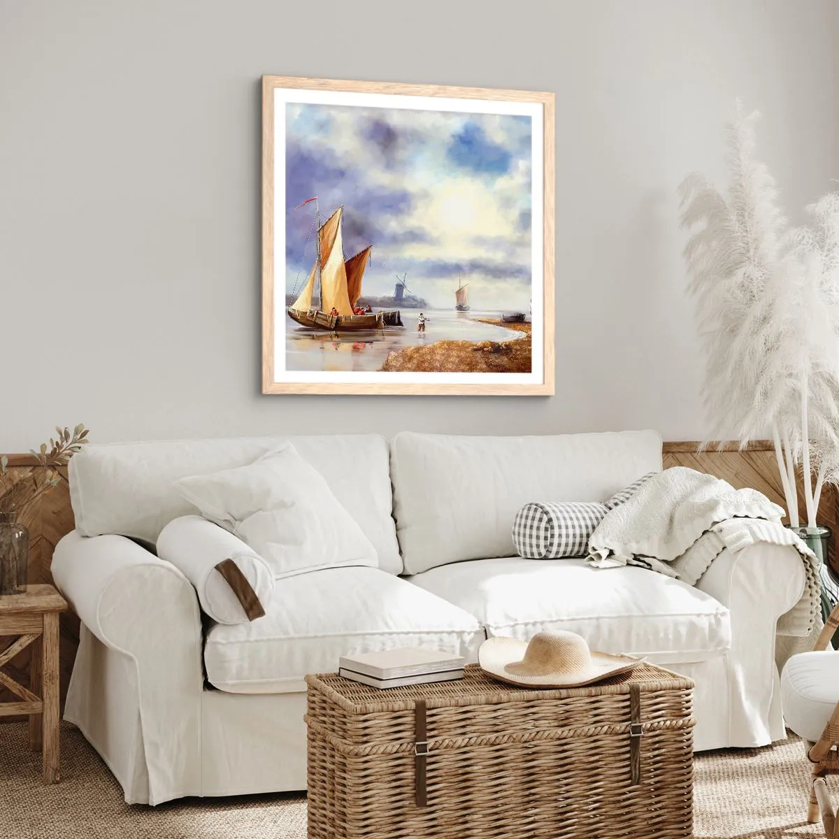 Plagát v ráme zo svetlého duba - Návrat námorníkov - 50x50 cm