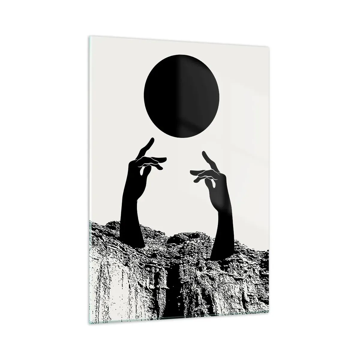 Obraz na skle - Surrealistická kompozícia: slnko a zvyšok - 50x70 cm