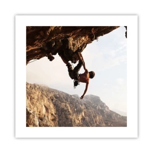 Plagát - Svet zovretý v ruke na zosuve balvanu - 40x40 cm