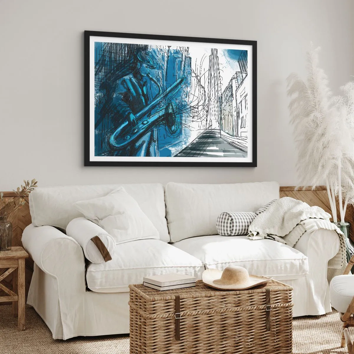 Plagát v čiernom ráme - Mestská rapsódia - 100x70 cm