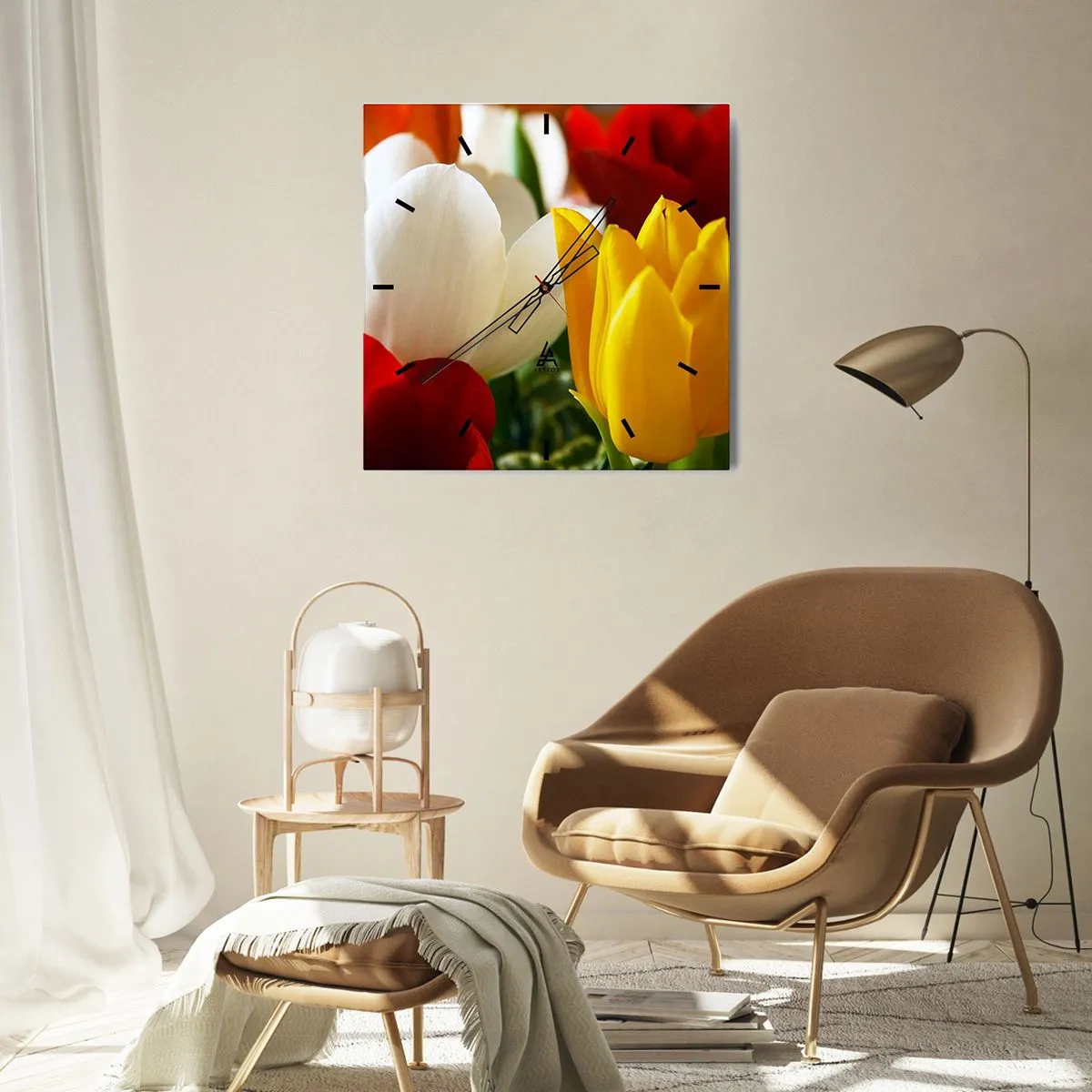 Nástenné hodiny - Tulipánová horúčka - 40x40 cm