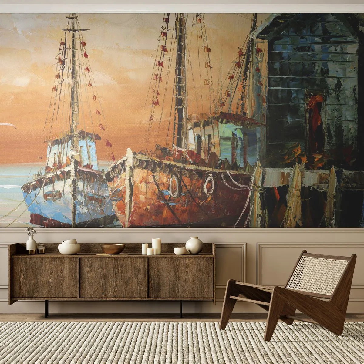 Fototapeta Standard Eco - Pokojný návrat - Rybarska lod, Rybársky prístav, Kus - 400x280 cm