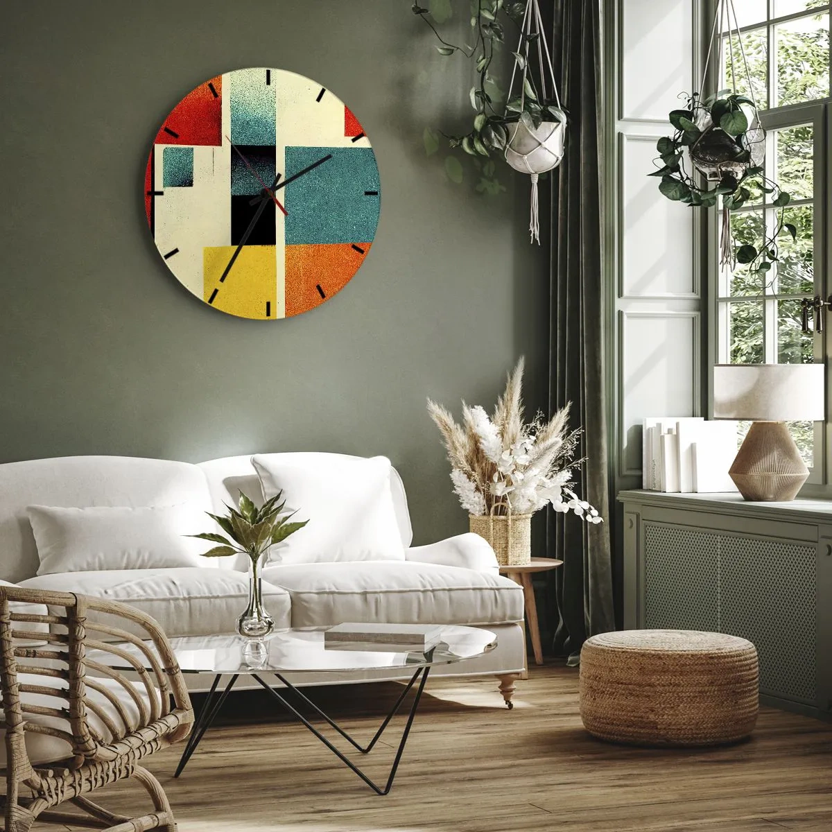 Nástenné hodiny - Geometrická abstrakcia – dobrá energia - 40x40 cm