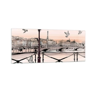 Obraz na skle - Nad strechami Paríža - 100x40 cm