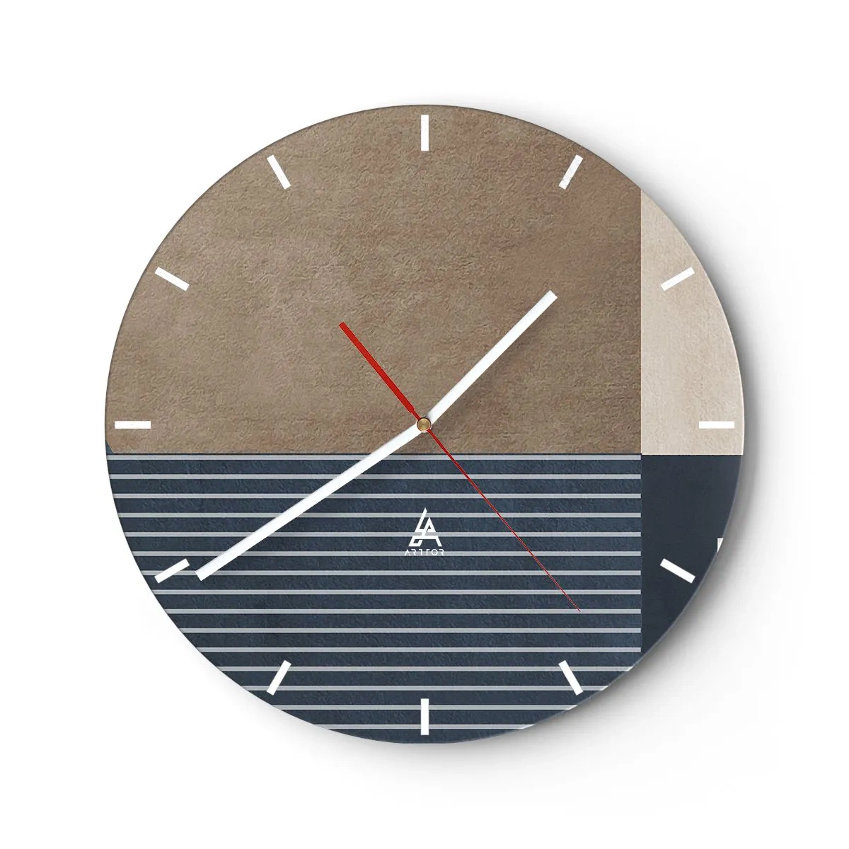 Nástenné hodiny - Minimalistické usporiadanie farieb a čiar v geometrickom tvare - 30x30cm - Kompozícia jednoduchosti a guľatosti - Moderná nástenná dekorácia do obývacej izby, kuchyne a spálne ARTTOR