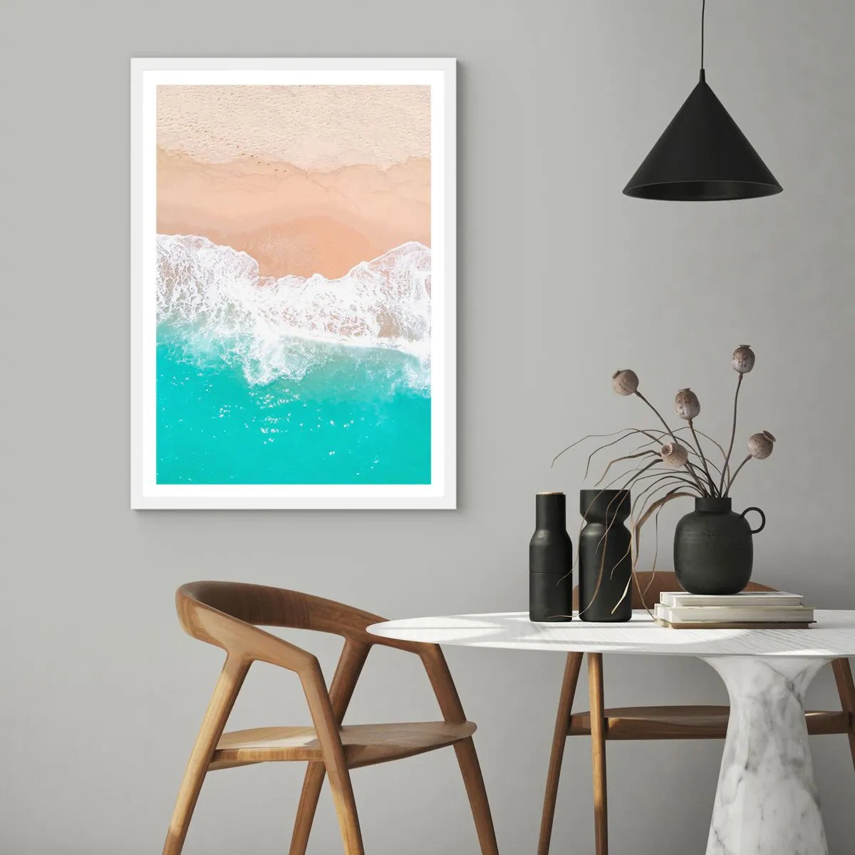 Plagát v bielom ráme - Maznavý dotyk - 30x40 cm