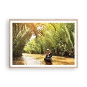Plagát v ráme zo svetlého duba - Palmovou roklinou - 100x70 cm
