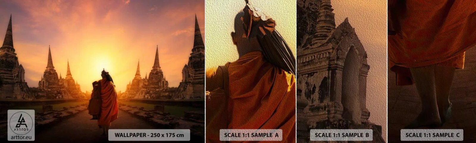 Vzorka fototapety Premium Sand - V kľude večnosťou - Thajsko, budhizmus, Chrám - 100x30 cm