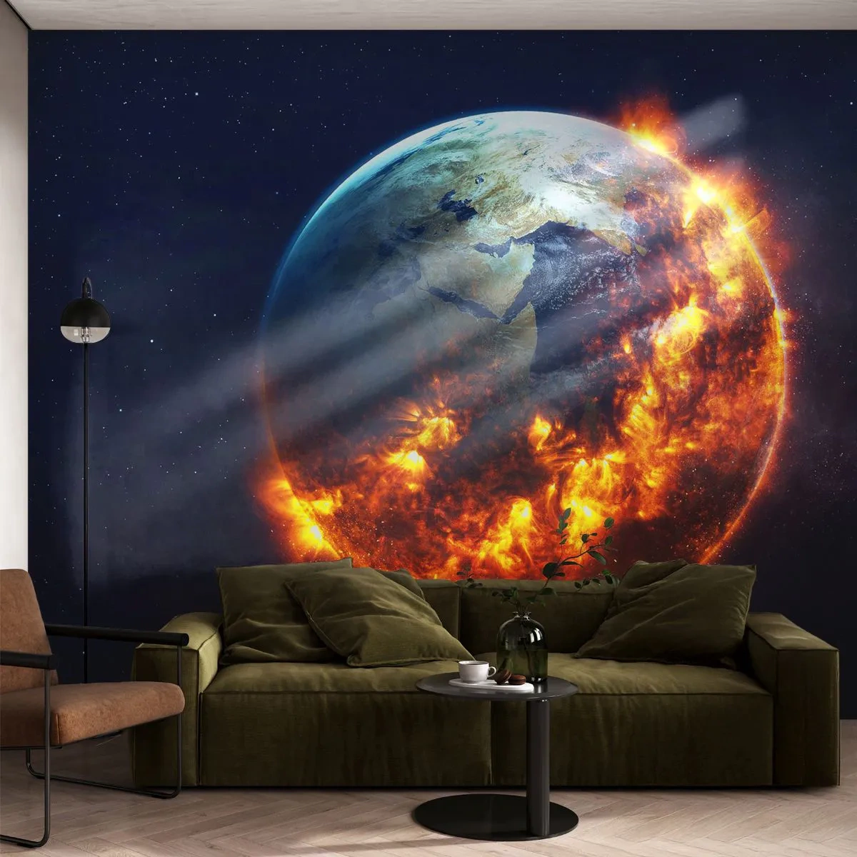 Fototapeta Premium Canvas - Plameň apokalypsy - Kozmos, Planéta Zem, Plamene ohňa - 250x175 cm