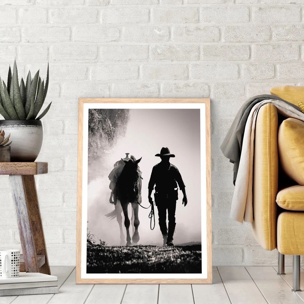 Plagát v ráme zo svetlého duba - Texaské ráno - 50x70 cm
