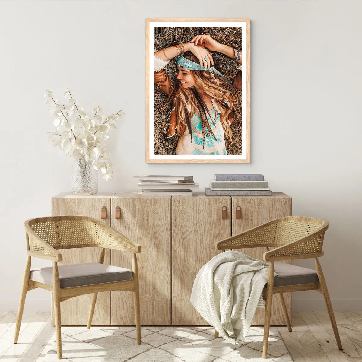 Plagát v ráme zo svetlého duba - Na ceste do leta lásky - 40x50 cm