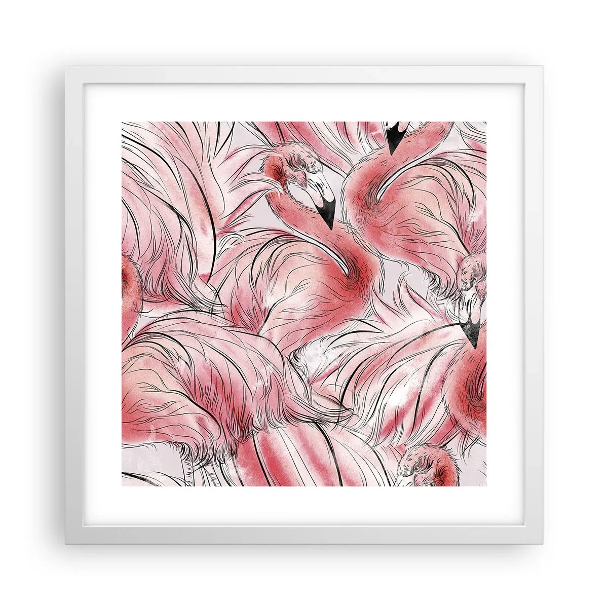 Plagát v bielom ráme - Vtáči corps de ballet - 40x40 cm