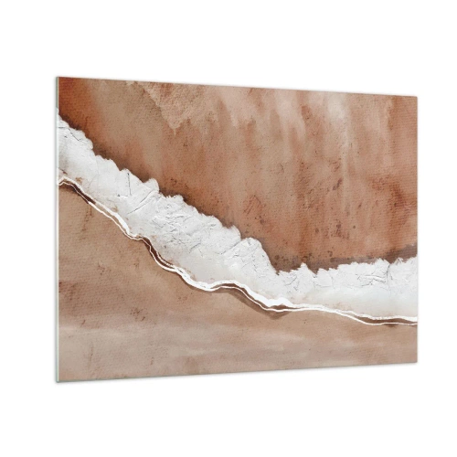 Obraz na skle - Umelecká štruktúra v zemitých tónoch a bielej - 70x50cm - V zemitých farbách - Moderná nástenná dekorácia do obývacej izby a spálne ARTTOR