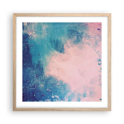 Plagát v ráme zo svetlého duba - Modré objatie - 50x50 cm