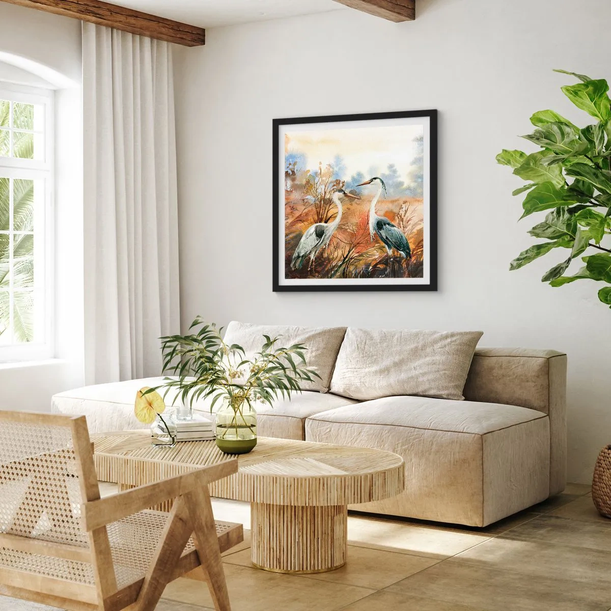 Plagát v čiernom ráme - Kam na jeseň? - 40x40 cm