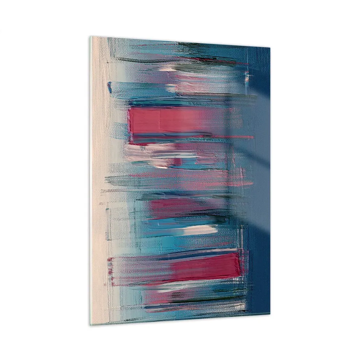 Obraz na skle - Vertikálna kompozícia v modrej a červenej - 50x70 cm