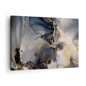Obraz na plátne - Abstraktná zlatá a sivá na plátne - 70x50cm - Život kameňa - Moderná nástenná dekorácia do obývacej izby a spálne ARTTOR