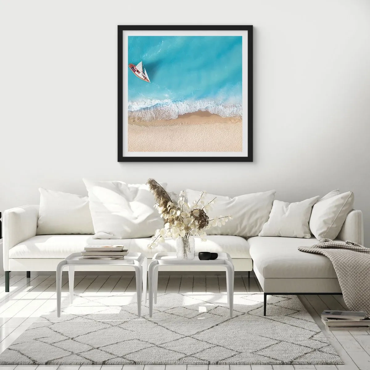 Plagát v čiernom ráme - Na hranici modrej a zlatej - 60x60 cm