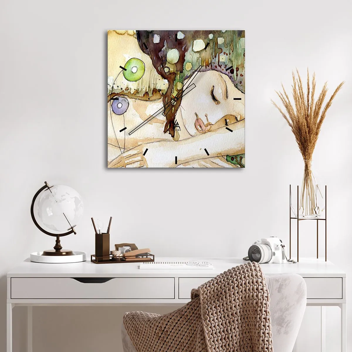 Nástenné hodiny - Smaragdovo-fialový sen - 40x40 cm