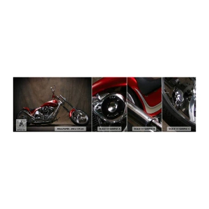 Vzorka samolepiacej fototapety Deluxe Sticker - Červeno-strieborná krása - Motorka, Chopper, Automobilový priemysel - 100x30 cm
