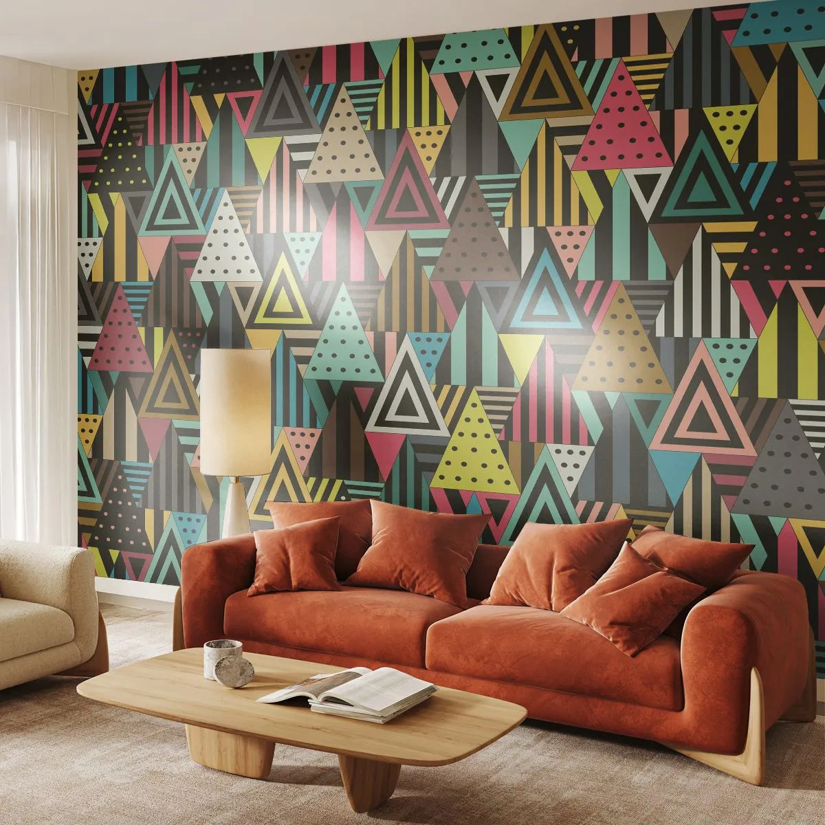 Samolepiaca Fototapeta Deluxe Sticker - V rytme na tri - Abstrakcia, Kus, Trojuholníky - 250x175 cm
