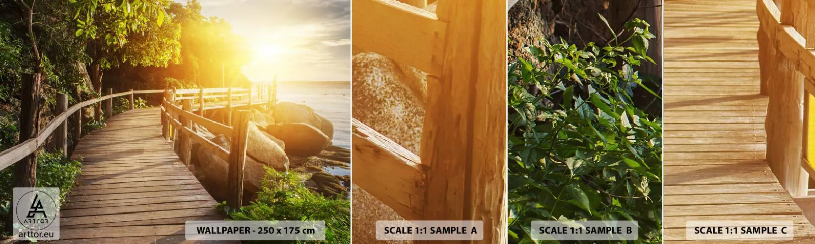 Vzorka samolepiacej fototapety Deluxe Sticker - Ďalšia zákruta, ďalšie zázraky - Krajina, Prímorská promenáda, More - 100x30 cm