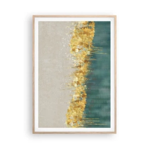 Plagát v ráme zo svetlého duba - Zlatá hranica - 70x100 cm