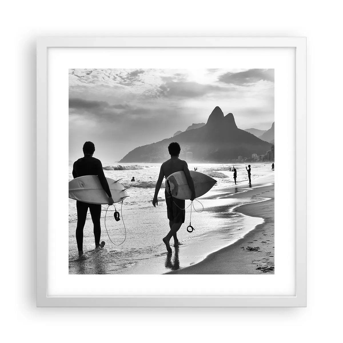 Plagát v bielom ráme - Samba na jednu vlnu - 40x40 cm