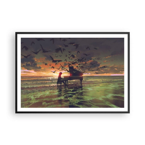 Plagát v čiernom ráme - Koncert na piano a vlny - 100x70 cm