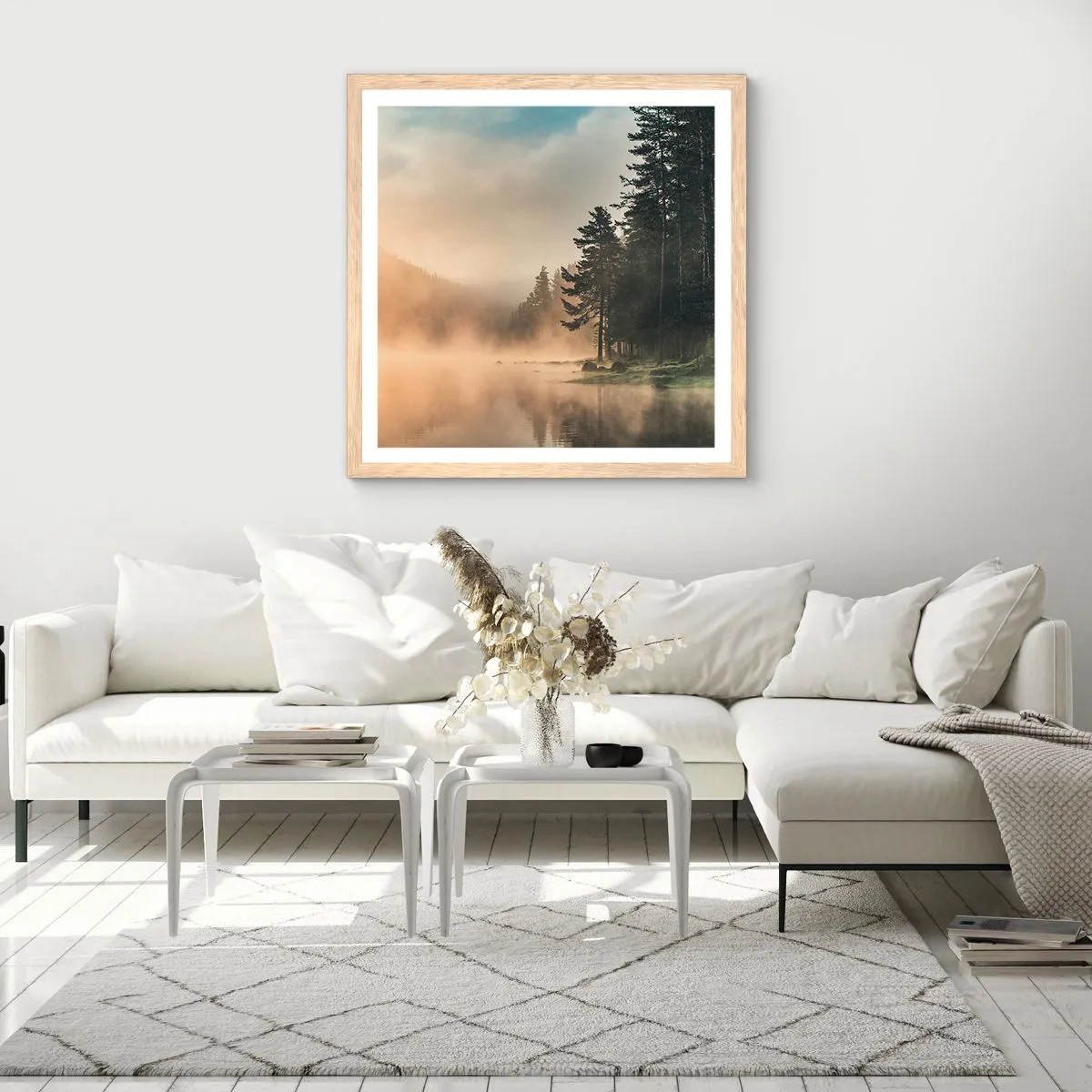 Plagát v ráme zo svetlého duba - Zrodenie dňa - 50x50 cm