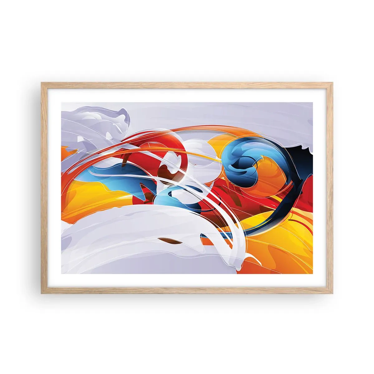 Plagát v ráme zo svetlého duba - Tanec živlov - 70x50 cm