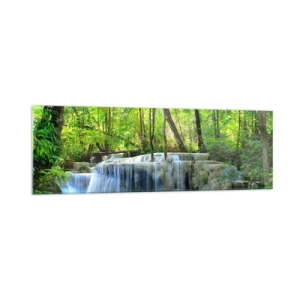 Obraz na skle - Utopiť v tyrkyse a zeleni - 160x50 cm