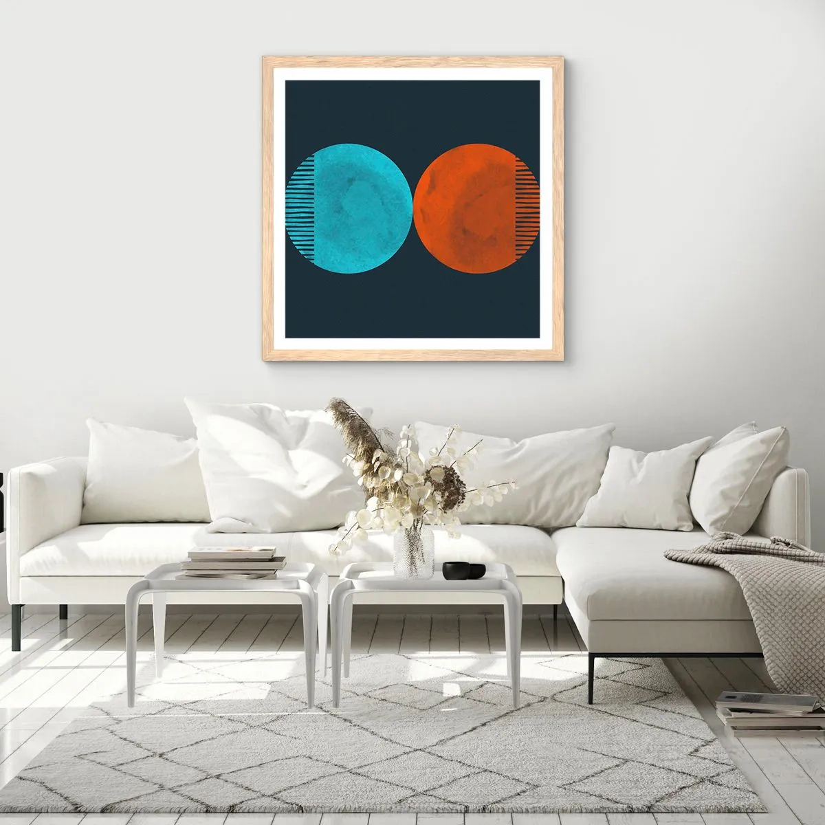 Plagát v ráme zo svetlého duba - Iba geometria? - 30x30 cm